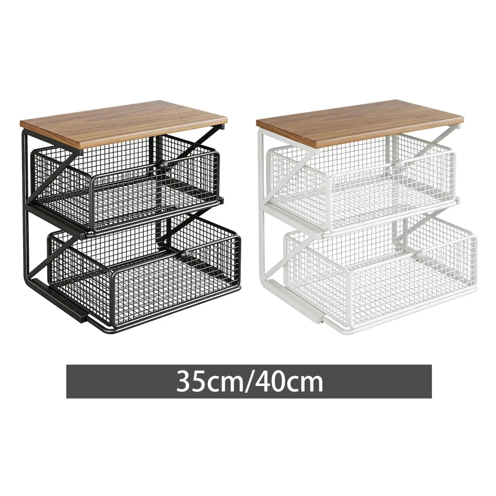 Kitchen Counter Shelf Organizer Ironwood Drawer Storage Rack Coffee Accessories Station for Room and Pantry