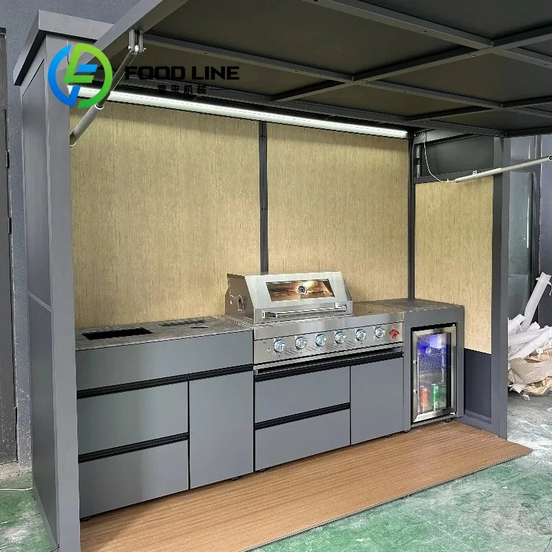 Outdoor Bbq Kitchen With Sink and Fridge With Kitchen And Shed All In One Design For Ultimate Outdoor Living