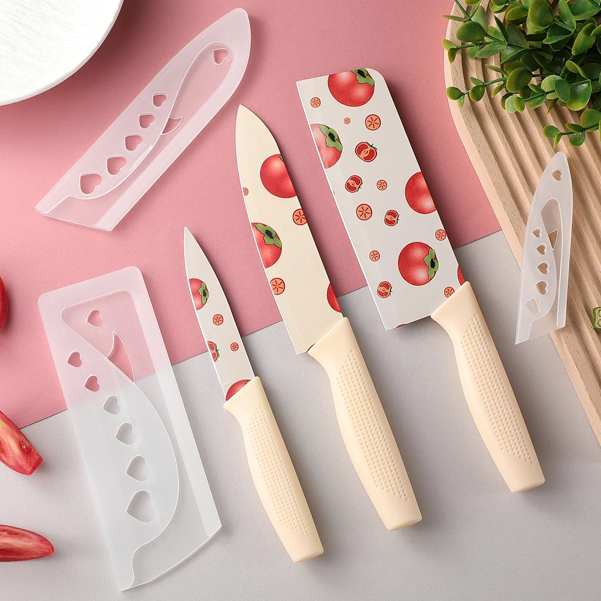 Kitchen Knife Set: Professional Small Kitchen Knife, Chef's Knife, Vegetable and Fruit Knife, Colorful Cooking Tools, Including
