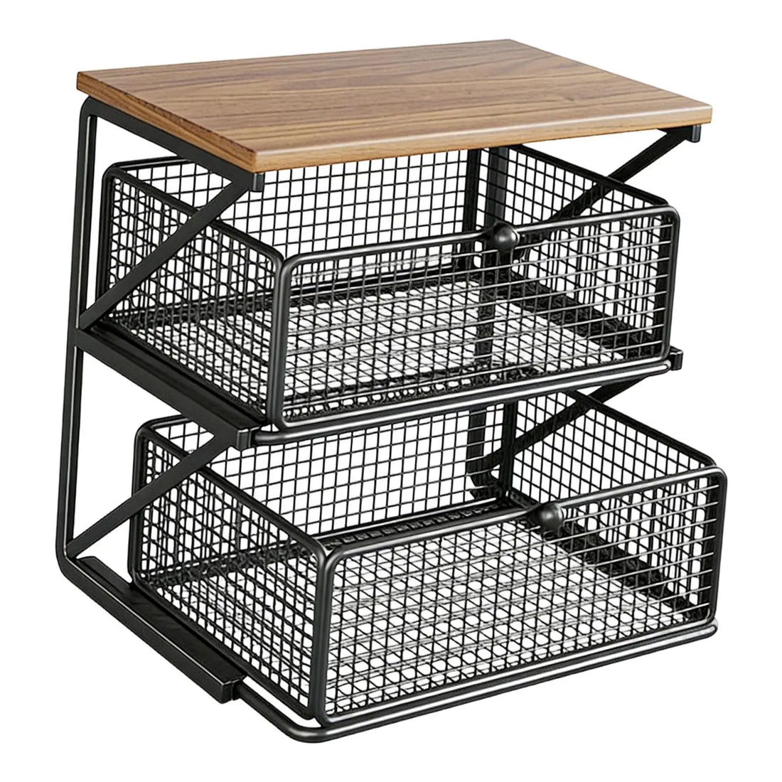 Kitchen Counter Shelf Organizer Ironwood Drawer Storage Rack Coffee Accessories Station for Room and Pantry