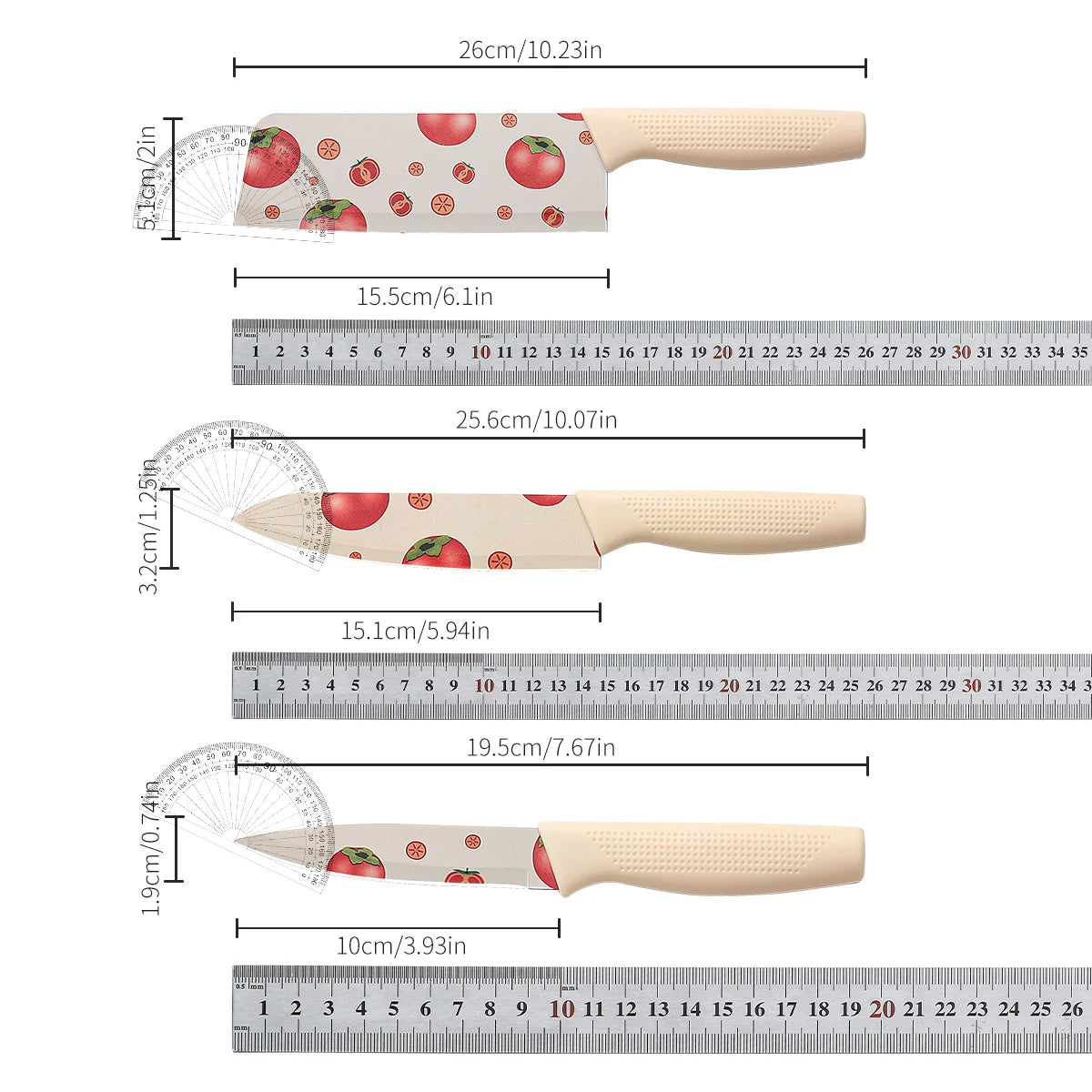 Kitchen Knife Set: Professional Small Kitchen Knife, Chef's Knife, Vegetable and Fruit Knife, Colorful Cooking Tools, Including