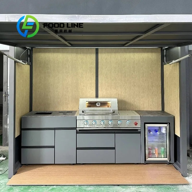 Outdoor Bbq Kitchen With Sink and Fridge With Kitchen And Shed All In One Design For Ultimate Outdoor Living