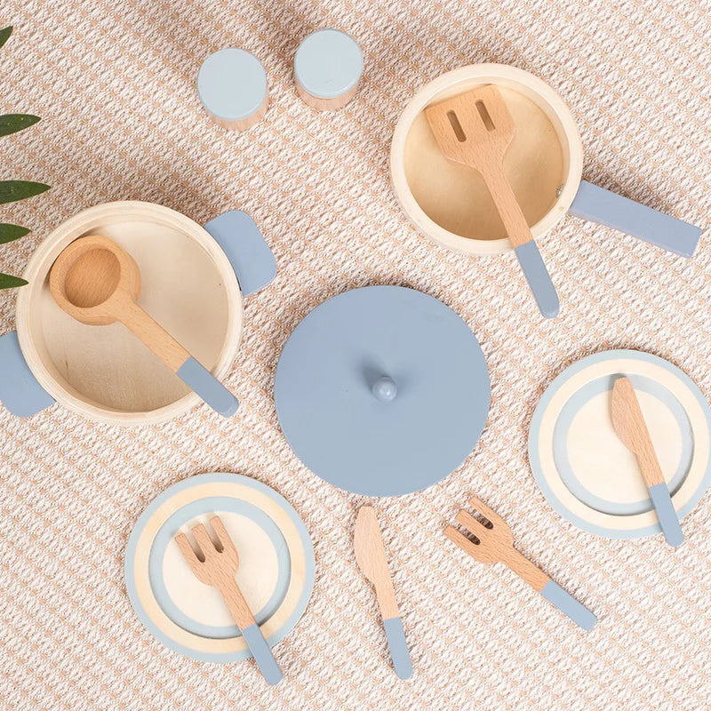 Wooden Children's Simulation Kitchen Toys, Early Education Educational Toys, Simulation Pots and Pans, Food, Role-Play Chef