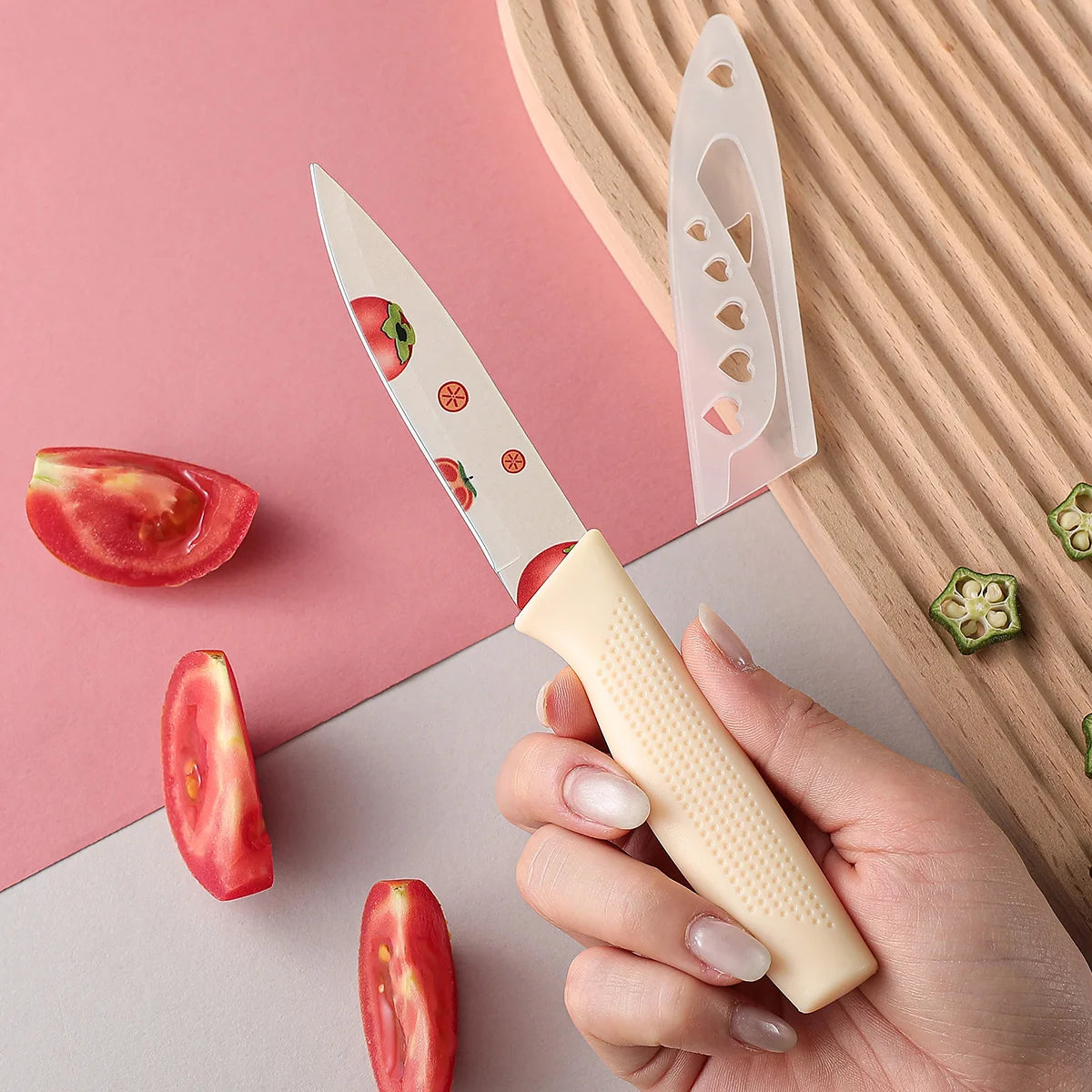 Kitchen Knife Set: Professional Small Kitchen Knife, Chef's Knife, Vegetable and Fruit Knife, Colorful Cooking Tools, Including